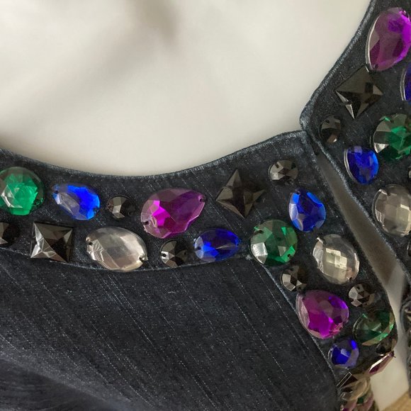 Ruby Rd. Woman Collarless Jeweled Denim Jacket 18W - Picture 6 of 9
